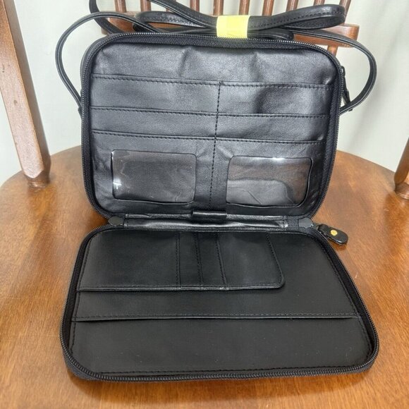 Marzo In Leather Vintage Never Used Black Leather Crossbody Bag Purse Ostrich - Picture 4 of 8